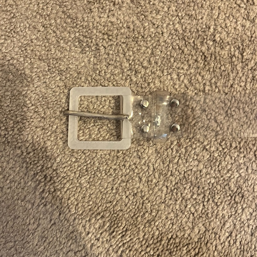 Clear and silver plastic belt